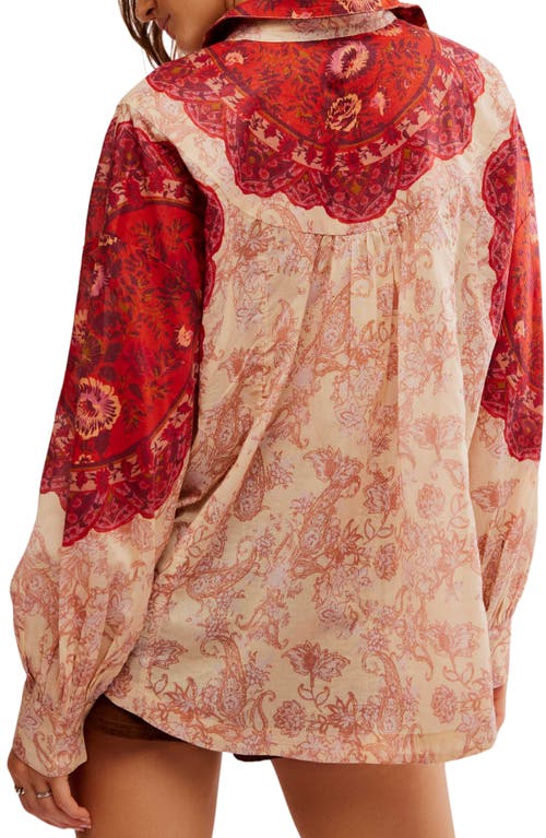 Shop Free People Rosebud Paisley Print Cotton Button-up Shirt In Tea Combo