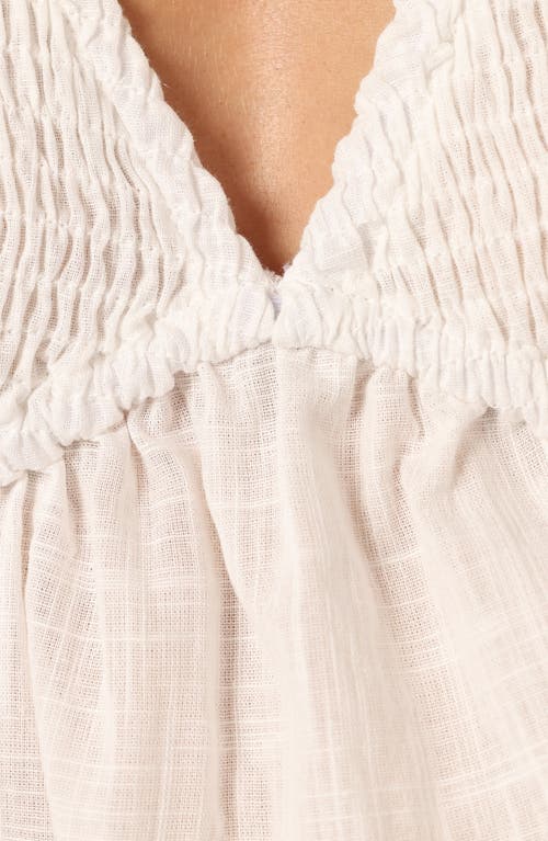Petal And Pup Petal & Pup Tamara Cotton Smocked Open Back Peplum Top In White