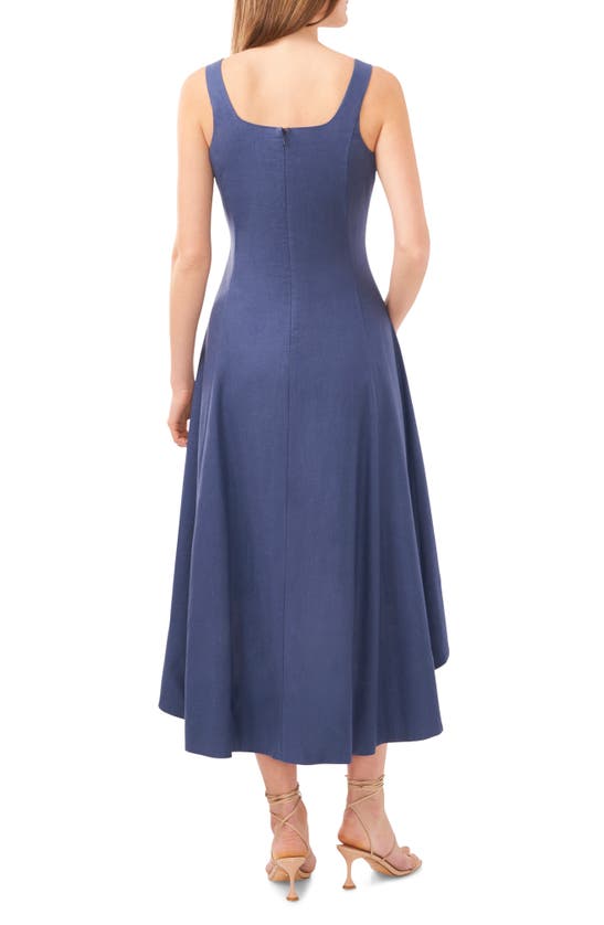 Shop Halogen ® Seamed Linen Blend High-low Dress In Indigo Blue