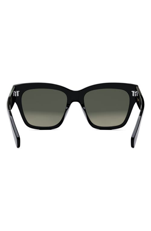 Celine Triomphe 55mm Round Sunglasses In Shiny Black/gradient Brown