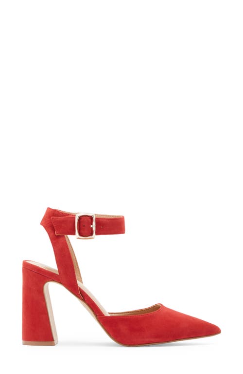 Vince Camuto Alarica Ankle Strap Pointed Toe Pump In Flame Torano Suede