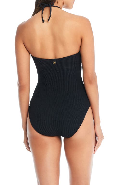 Shop Rod Beattie Textured Bandeau One-piece Swimsuit In Black