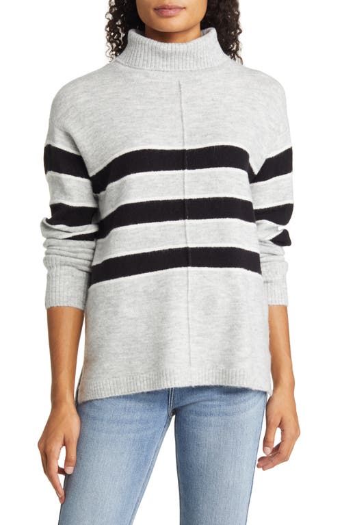 caslon(r) Turtleneck Sweater in Grey Heather- Black Stripe