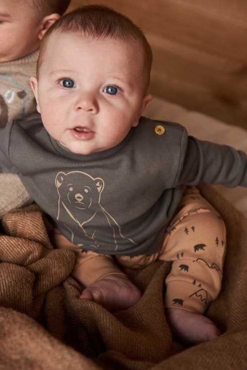 Shop Deux Par Deux Baby Boy's Organic Cotton Top With Printed Bears Pant Set Sand