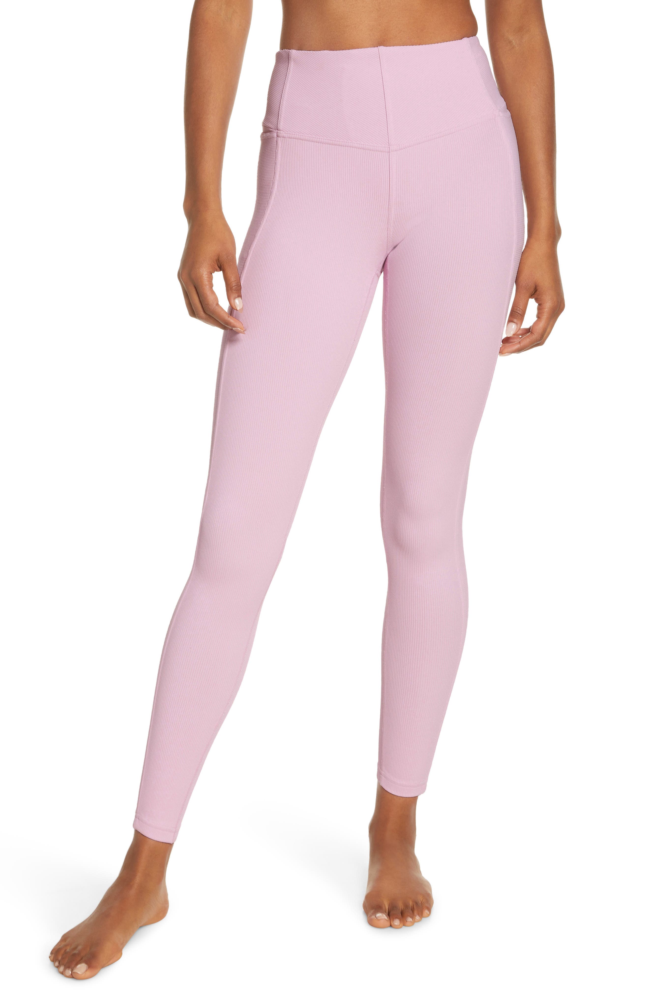 NA-KD Synthetic Pink Soft Ribbed High Waist Tights Womens Clothing Trousers Slacks and Chinos Full-length trousers 