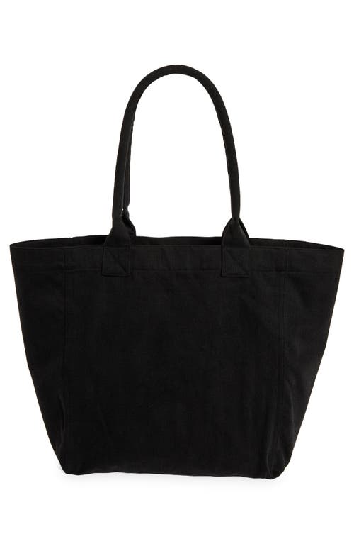 Isabel Marant Xo Capsule Small Yenky Embroidered Logo Canvas Tote In Faded Black