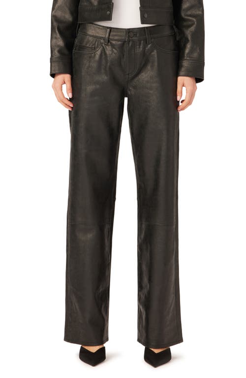 DL1961 Drue Low Rise Straight Leg Leather Jeans Black Patent at Nordstrom,