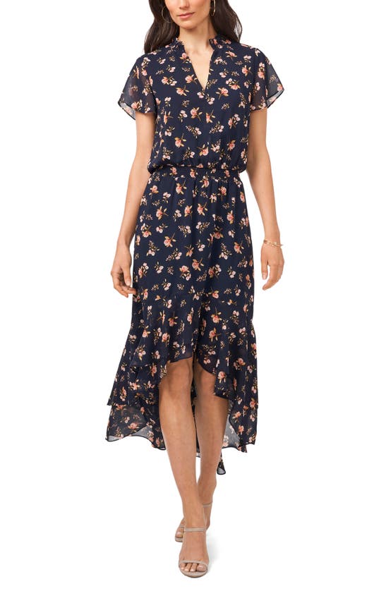 1.state Wildlfower Bouquet High/low Dress In Floral Twilight Blue