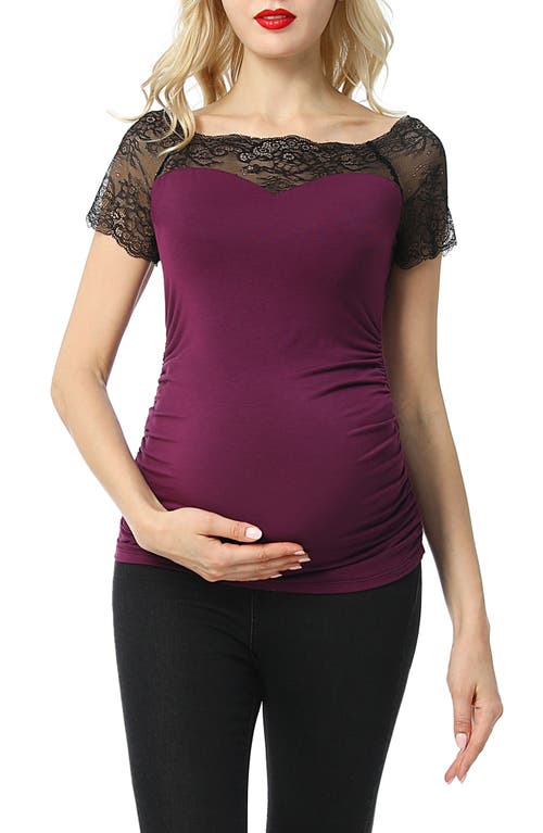 Valerie Lace Maternity Top in Deep Berry