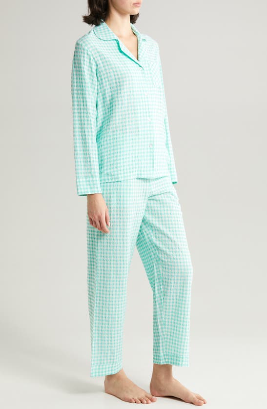 Shop Papinelle Gingham Seersucker Pajamas In Light Teal