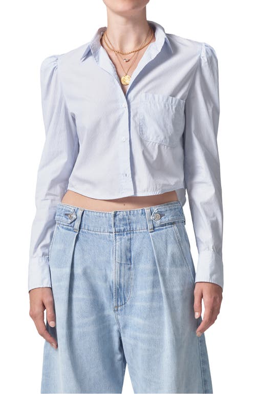 Citizens of Humanity Nia Puff Shoulder Long Sleeve Crop Button-Up Shirt Marsden Stripe at Nordstrom,