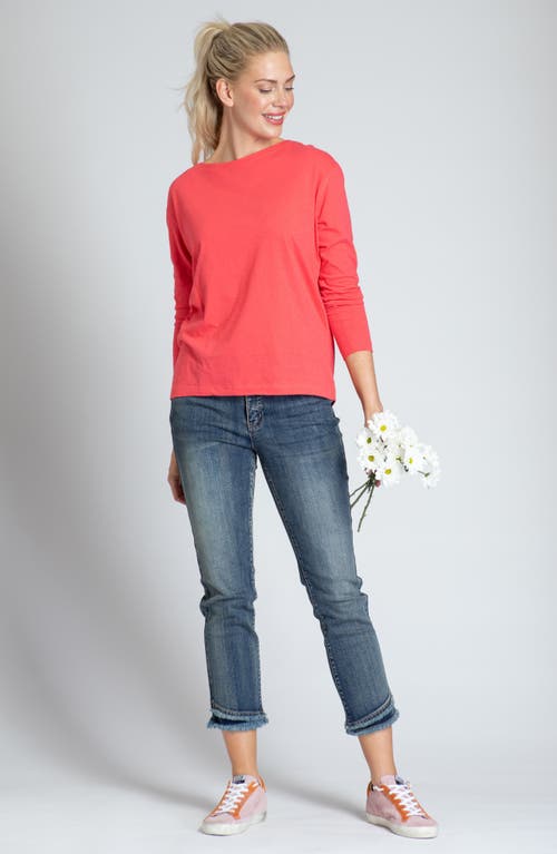 Apny Relaxed Fit Long Sleeve Cotton T-shirt In Coral