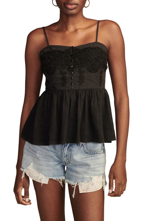 Lucky Brand Embroidered Henley Tank Top at Nordstrom,