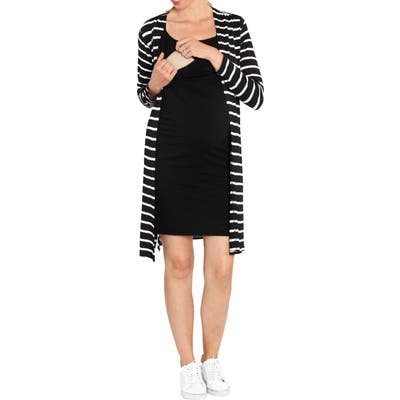 Angel Maternity Maternity/nursing Dress & Cardigan Set, Black