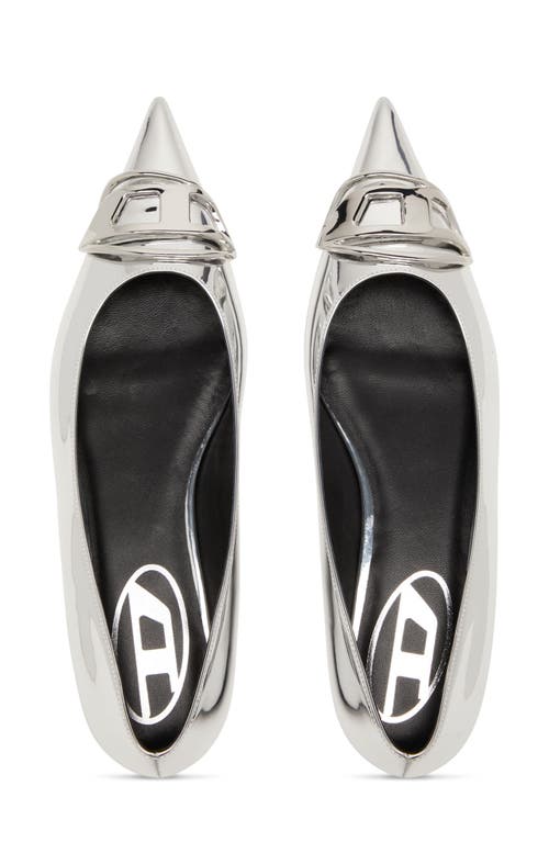 Shop Diesel ® Pointy Toe Ballet Flat In Silver