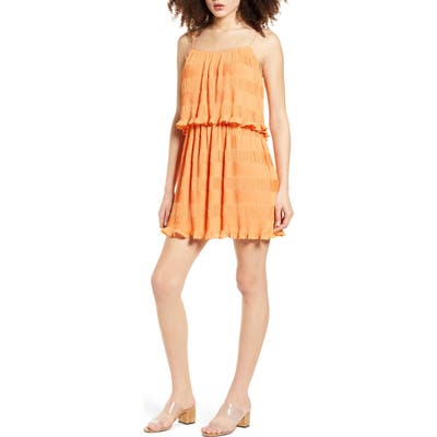 Moon River Ruffle & Pleat Minidress, Orange