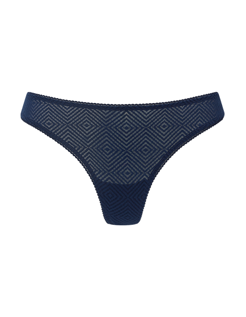 Nudea The Sheer Deco Barely There Thong In Navy