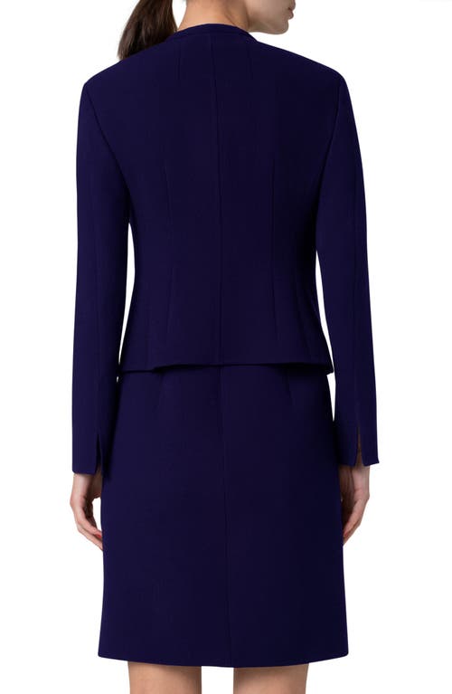 Akris West Double Face Wool Crepe Short Jacket In Dark Purple