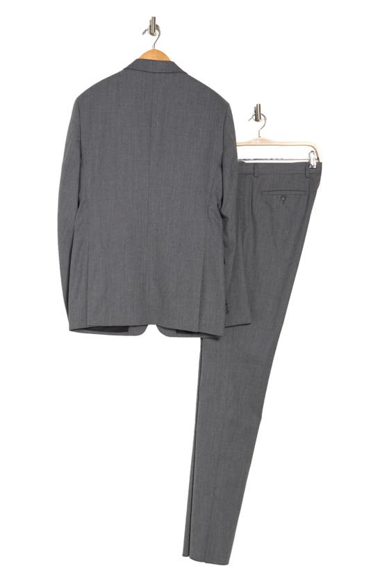 John Varvatos Grey Solid Two-button Notch Lapel Wool Blend Suit In Grey