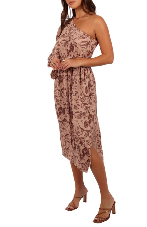 Petal And Pup Petal & Pup Wren Floral Pleated Cutout One-shoulder Midi Dress In Multi
