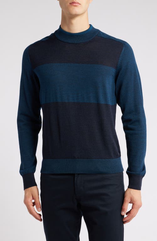 Shop Robert Barakett Cullen Bay Colorblock Wool Sweater In Dark Teal