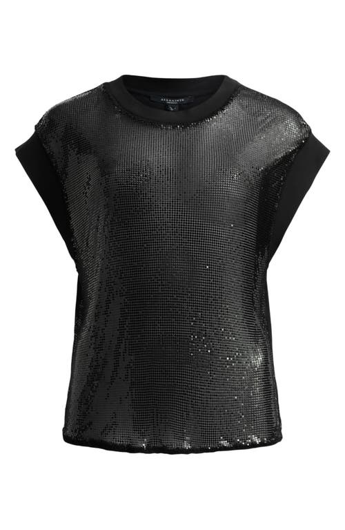 Shop Allsaints Shane Mixed Media Chainmail Top In Black