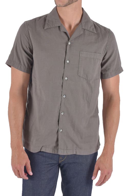 HIROSHI KATO The Wrench Solid Double Gauze Camp Shirt Charcoal at Nordstrom,