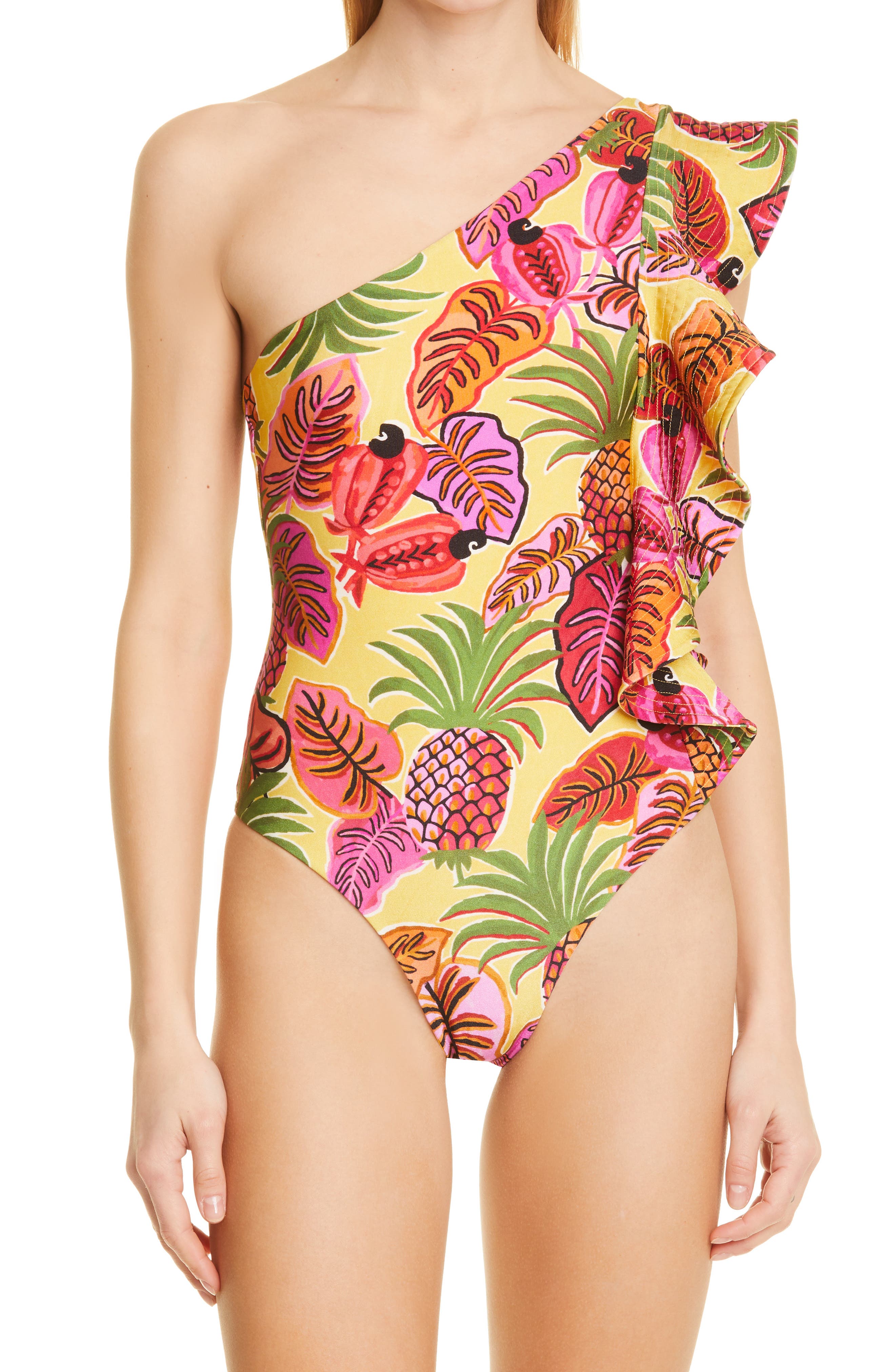 FARM Rio Fruit Dream Ruffle One-Shoulder One-Piece Swimsuit | Nordstrom FARM Rio Fruit Dream Ruffle One-Shoulder One-Piece Swimsuit | Nordstrom