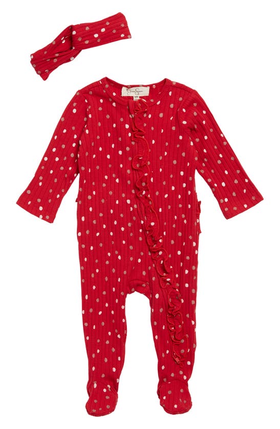 JESSICA SIMPSON RUFFLED FOOTIE & HEADBAND
