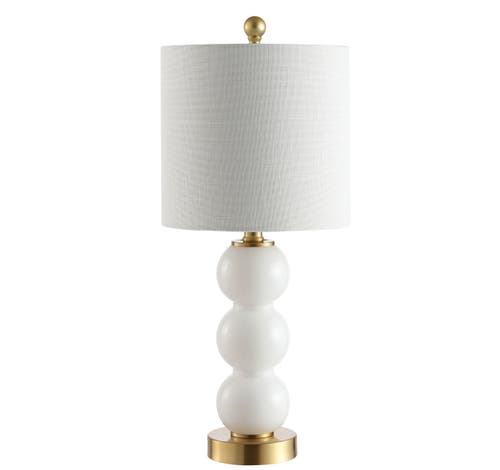 Jonathan Y February 21in Glass Metal Led Table Lamp In White/brass Gold
