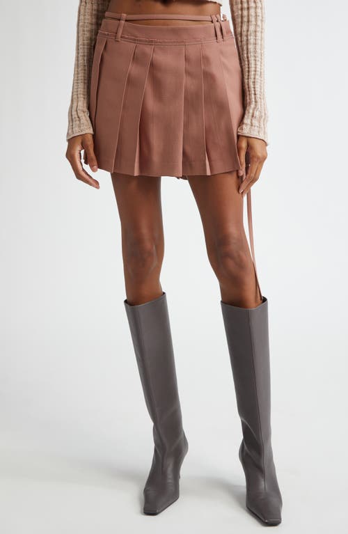 Acne Studios Asymmetric Pleated Woven Mini Skirt In Metallic Brown