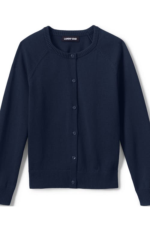 Shop Lands' End School Uniform Girls Cotton Modal Cardigan Sweater In Classic Navy