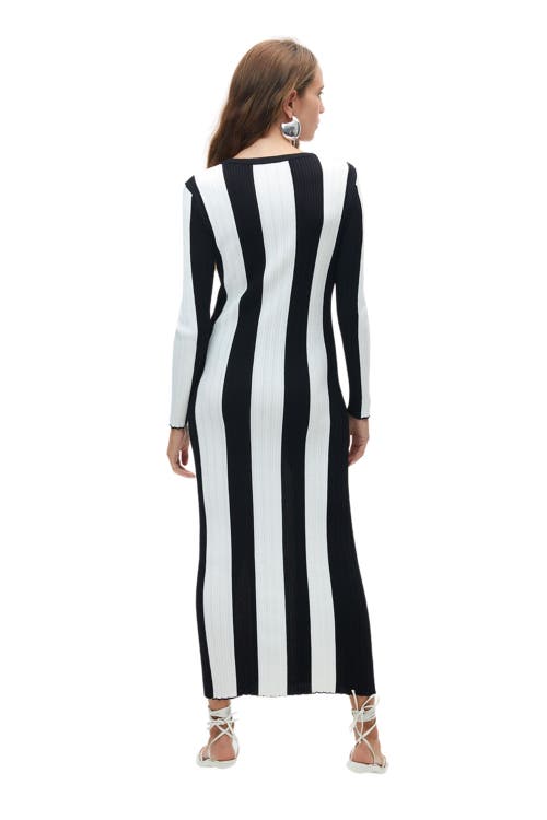 Shop Nocturne Striped Long Dress In Multi-colored