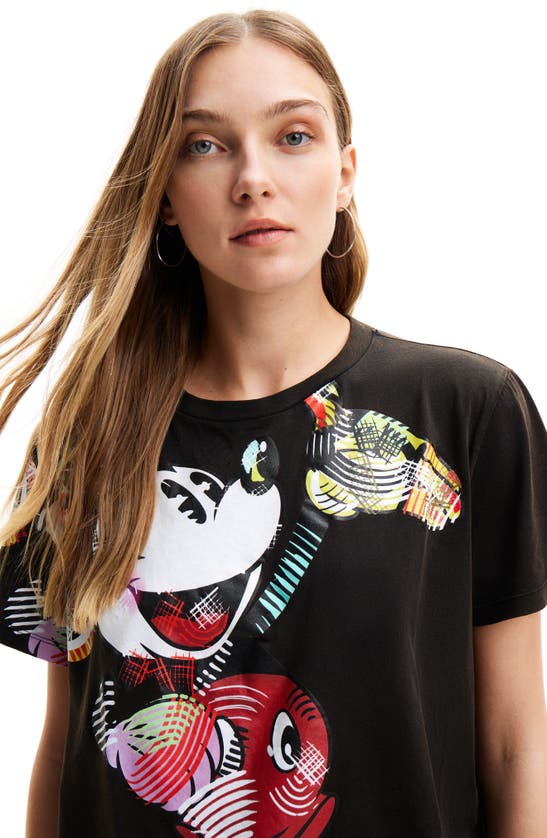 Shop Desigual Arty Mickey Mouse Graphic T-shirt In Black