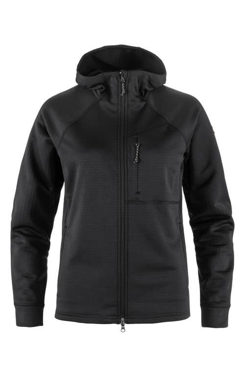 Shop Fjall Raven Fjällräven Abisko Grid Fleece Hooded Jacket In Black