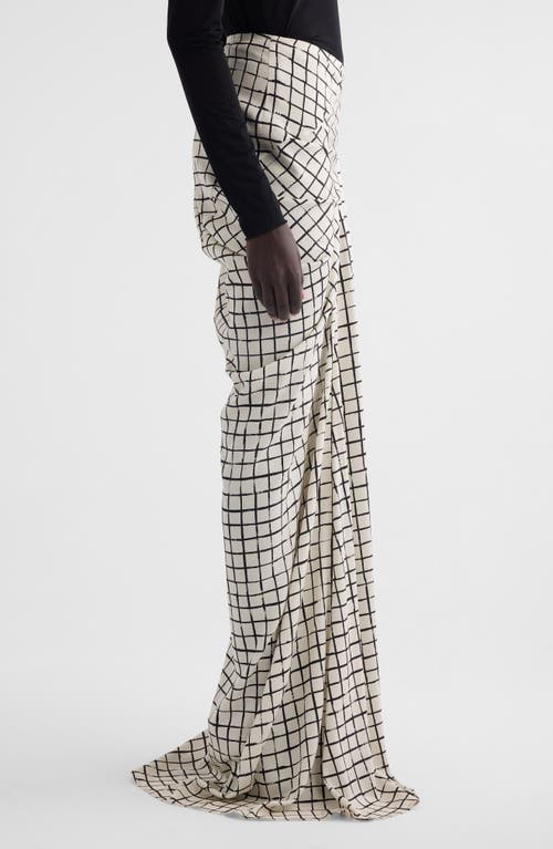 Shop Dries Van Noten Saren Grid Print Stretch Silk Skirt In White