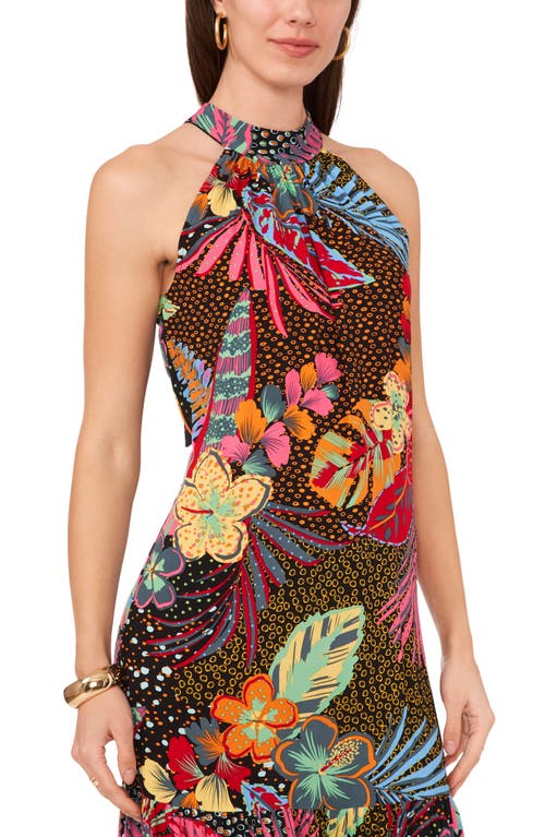 Shop Vince Camuto Oscar Floral Print Tiered Maxi Dress In Rich Black