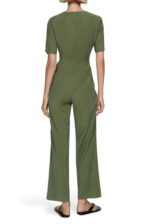 Mango Knotted Modal Jumpsuit Forest Green In Forest Green