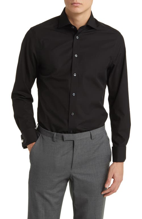 Slim Fit Non-Iron Cotton Poplin Dress Shirt in Black