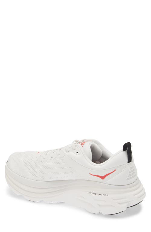 Shop Hoka Bondi 8 Running Shoe In White/vermillion