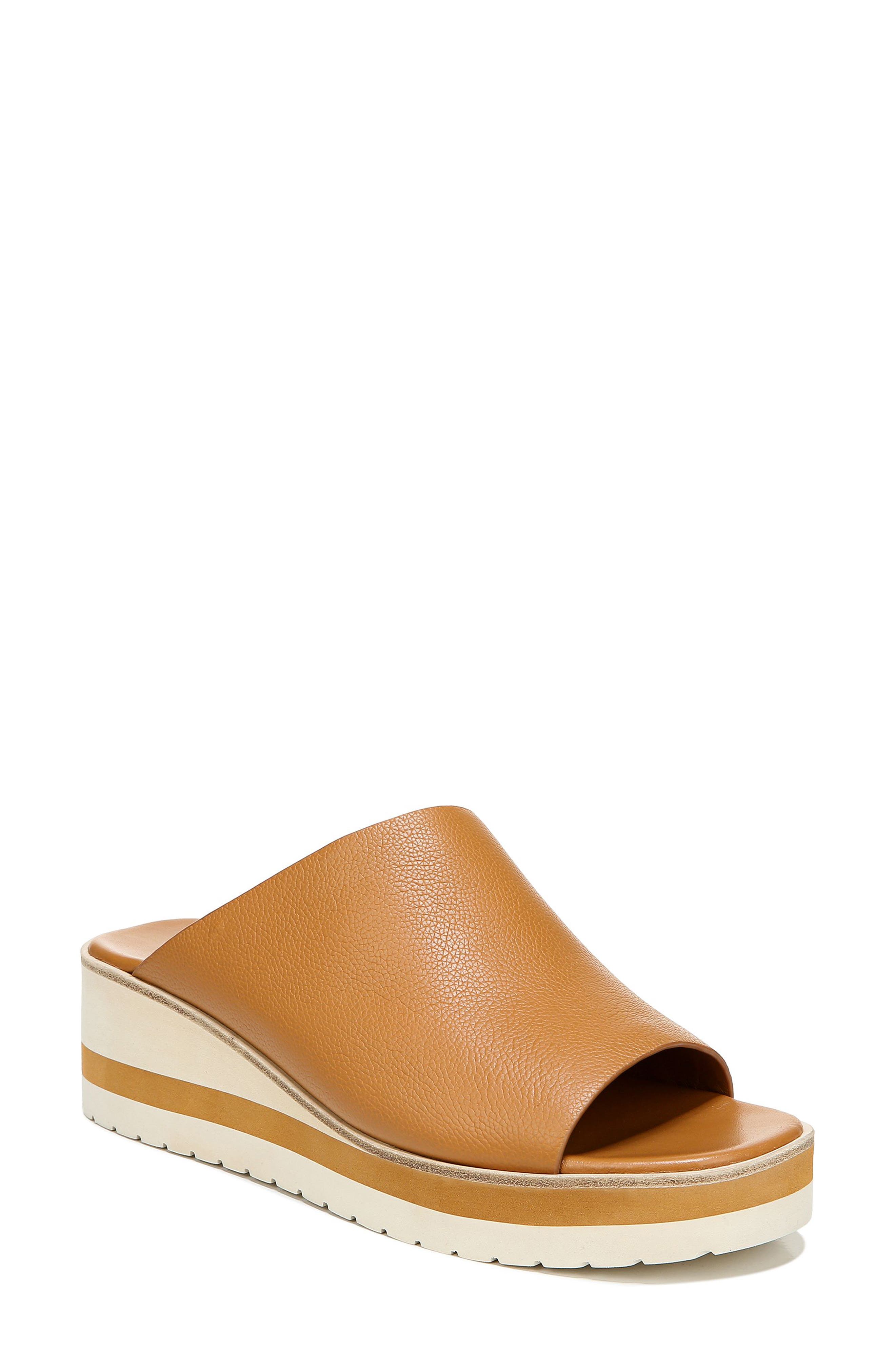 Vince Sarria Leather Wedge Sandal In Tan