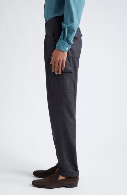 Shop Boglioli Wool Blend Flannel Cargo Pants In Charcoal