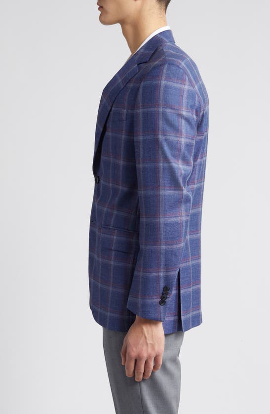 Shop Peter Millar Tailored Fit Plaid Wool, Silk & Linen Blend Sport Coat In Blue
