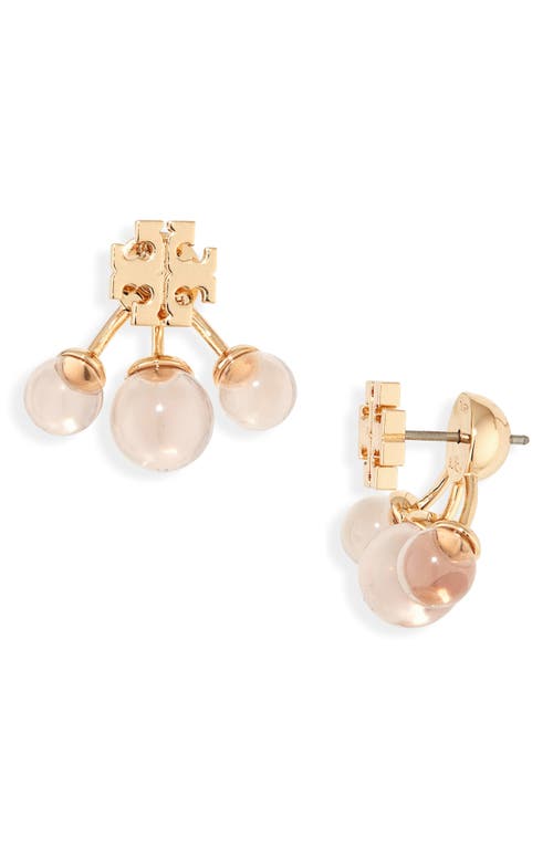 Tory Burch Kira Imitation Pearl Front/back Earrings In Pink