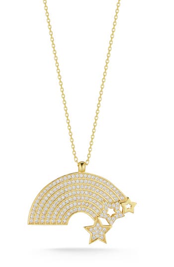 Sphera Milano Cz Pavé Rainbow Pendant Necklace In Gold