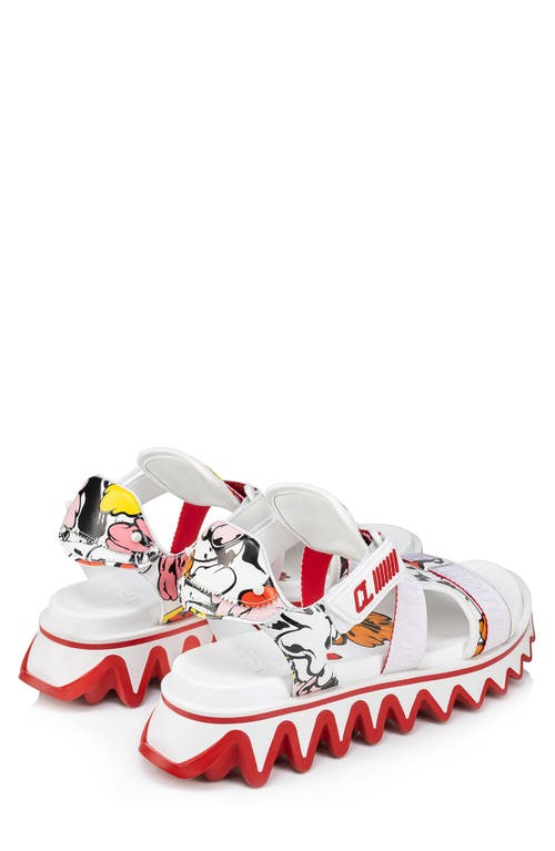 Shop Christian Louboutin X Shun Sudo Summer Loubishark Button Flower Sandal In White/multi