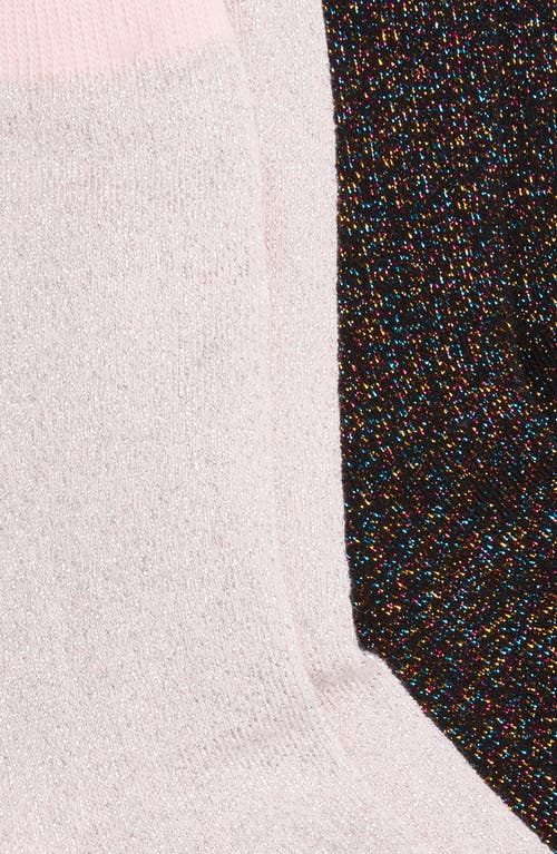 High Heel Jungle Assorted 2-pack Metallic Crew Socks In Multi Black/ Pink