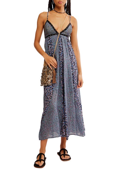 Shop Free People Forever Time Sleeveless Midi Dress In Blue/black Combo