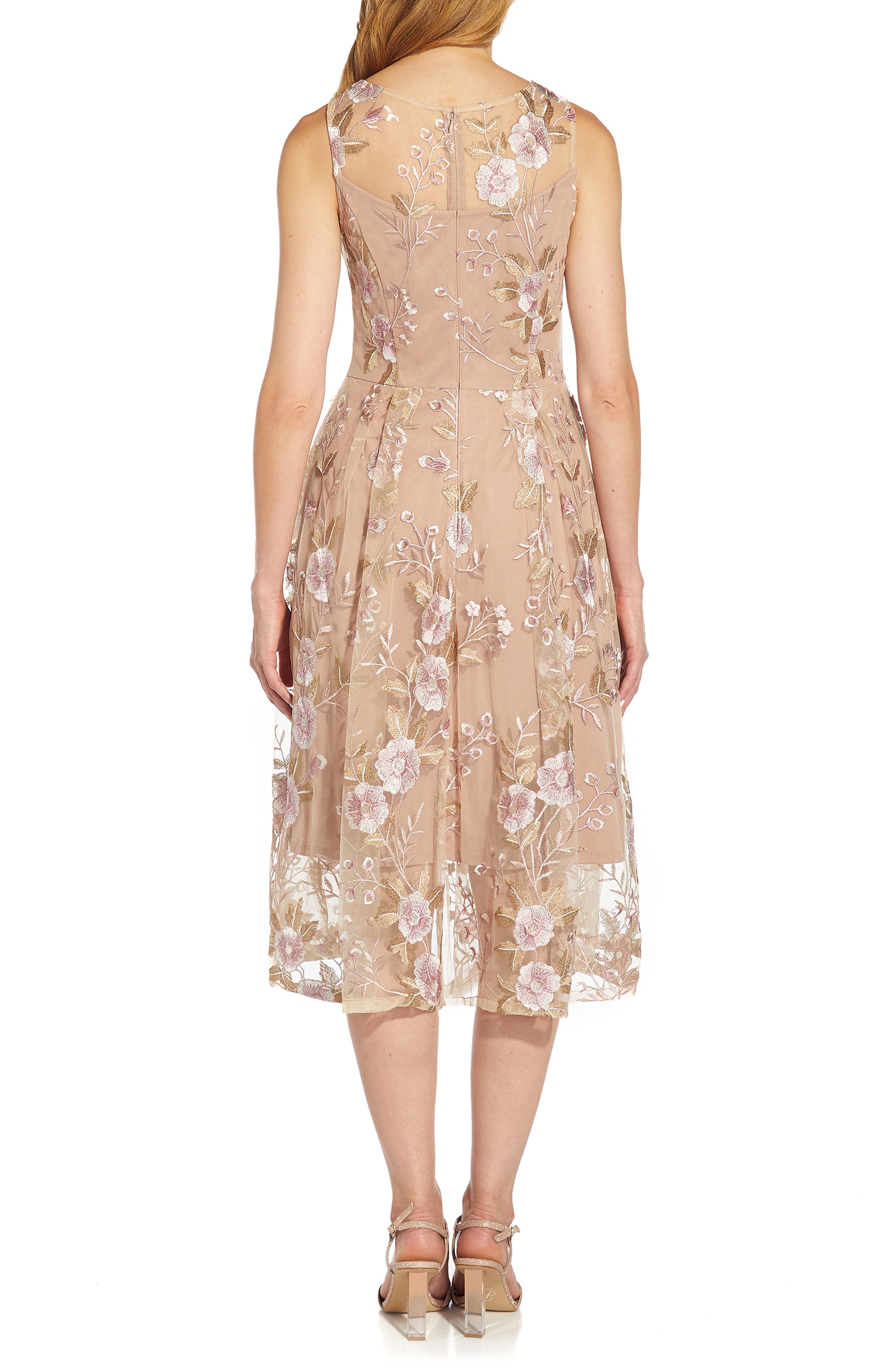 Adrianna Papell Floral Embroidered Midi 