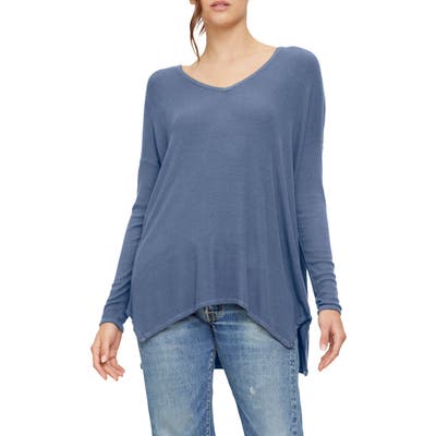Michael Stars Gianna Relaxed V-Neck Long Sleeve Top, Size One Size - Brown